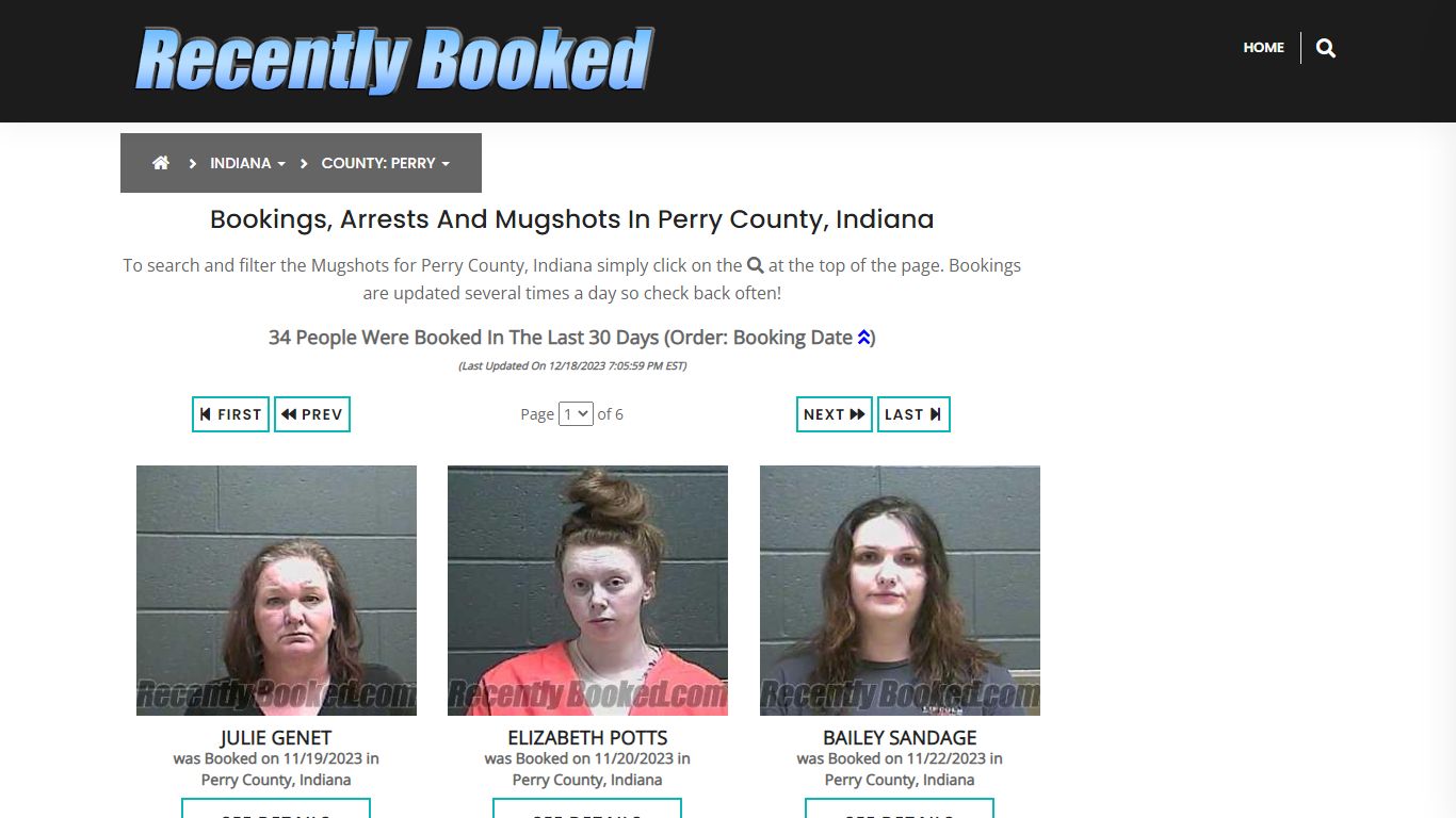 Recent bookings, Arrests, Mugshots in Perry County, Indiana